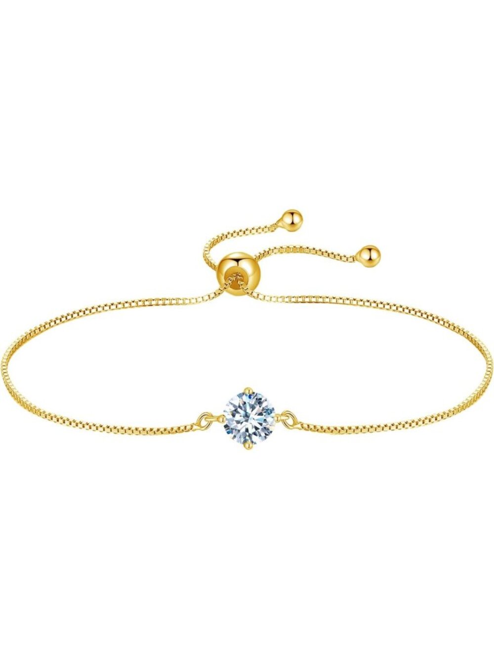 Adjustable 925 Sterling Silver Moissanite Bracelet for Women - 1CT D Color, Gold